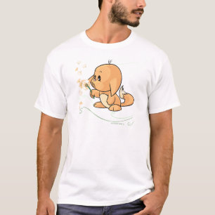 T-shirt Kacheek orange souhaitant sur un pissenlit