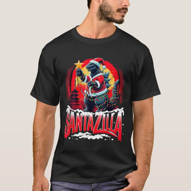 T-shirt Kaiju Christmas Santazilla Japanese Monster Dinosa (Devant)