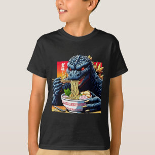 T-shirt Kaiju drôle mangeant un bol de ramen amant de mons