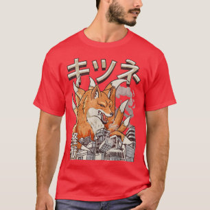 T-shirt Kaiju Kitsune Neuf Marqués Pour Le Monstre Japonai