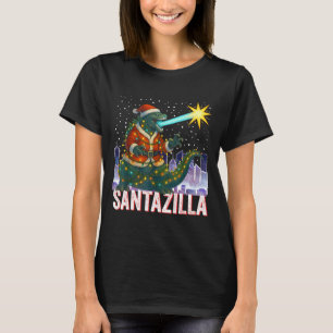 T-shirt Kaiju Noël Santazilla Monstre Japonais Dinosaure