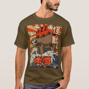 T-shirt Kaiju Sloth Great Wave Off Kanagawa Japanese Kaiji