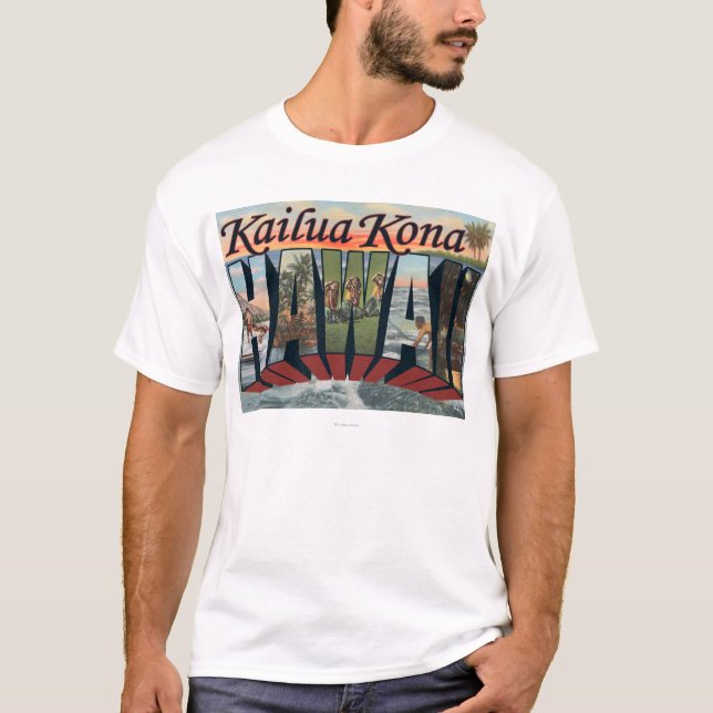 T-shirt Kailua Kona, Hawaï - grandes scènes de lettre (Devant)