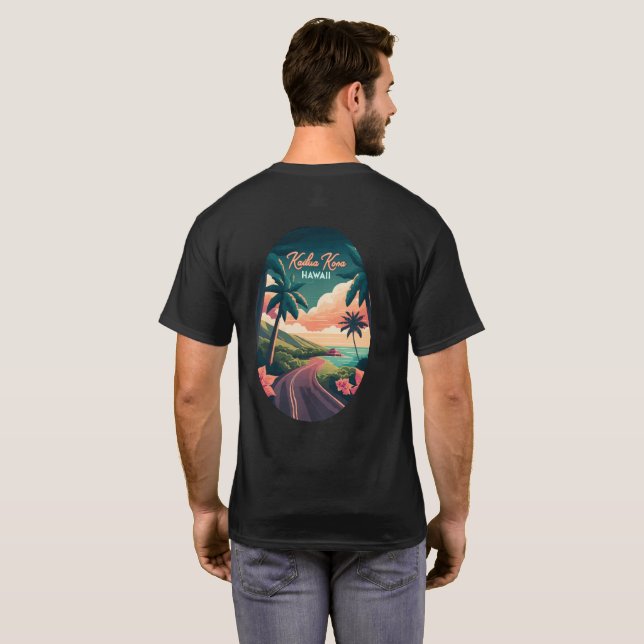 T-shirt Kailua Kona Hawaii Big Island Sunset Retro (Dos entier)