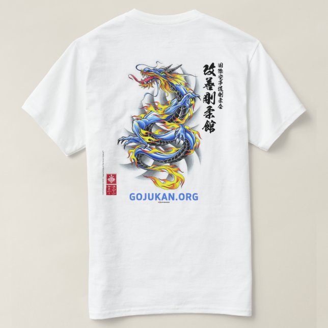 T-shirt Kaizen Gojukan Fiery Blue Dragon (Design dos)
