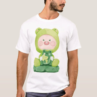 T-shirt KaKao Friends - Green Vacation Frog Apeach