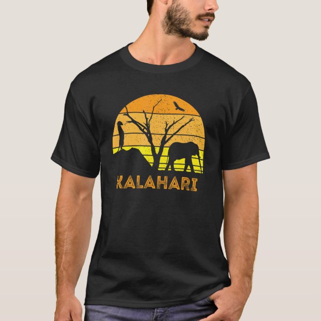 T-shirt Kalahari Desert Elephant Meerkat Sunset Safari Afr (Devant)