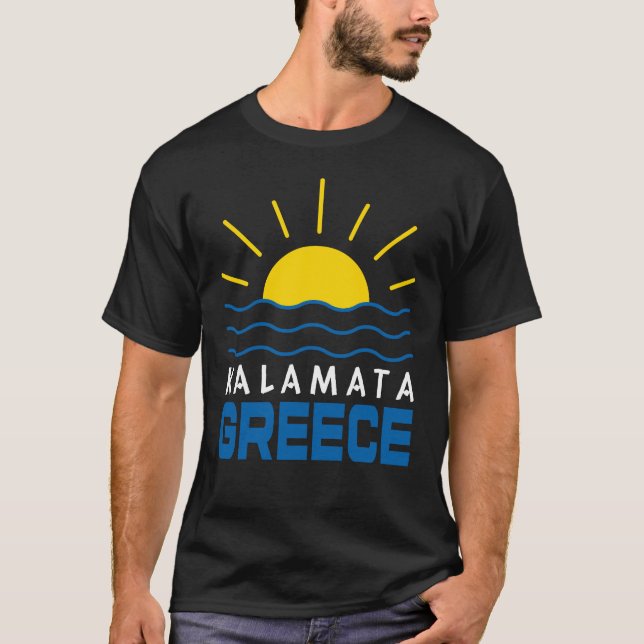 T-shirt Kalamata Grèce soleil et mer Noir (Devant)
