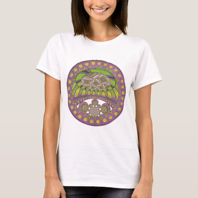T-shirt Kaleidoscope africain violet et jaune traditionnel (Devant)