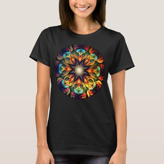 T-shirt Kaleidoscope Mandala Flower Design-23091 (Devant)