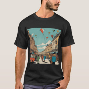T-shirt Kaléidoscope Skies : Stylo & Ink Style Kite Festiv