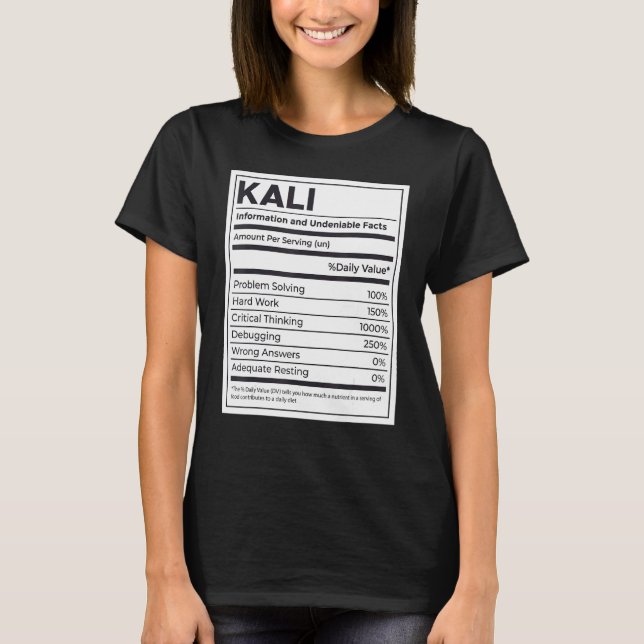 T-shirt Kali Nutrition Information Problème Résoudre Deux  (Devant)