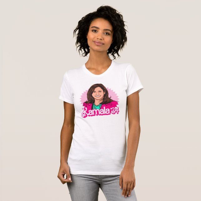 T-shirt Kamala Harris 24 en rose (Devant entier)