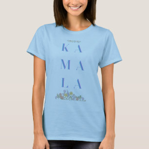 T-shirt Kamala Harris avec des fleurs. Subtil. Bleu Clair