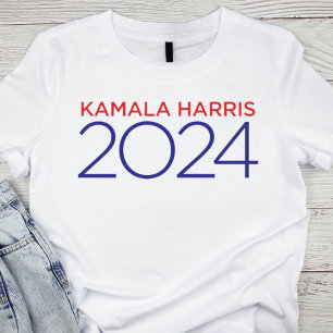 T-shirt Kamala Harris minimaliste rouge et bleu 2024