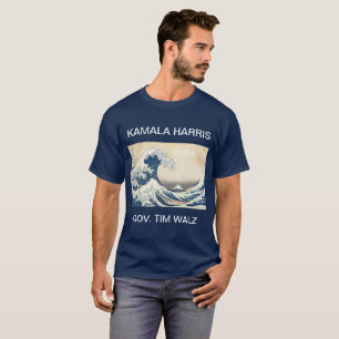 T-shirt KAMALA HARRIS TIM WALZ BLEU WAVE