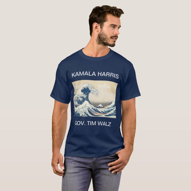 T-shirt KAMALA HARRIS TIM WALZ BLEU WAVE (Devant entier)