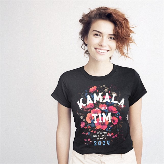 T-shirt Kamala Harris Tim Walz Floral Femme First (Kamala Harris Tim Walz Floral Female First T-Shirt)