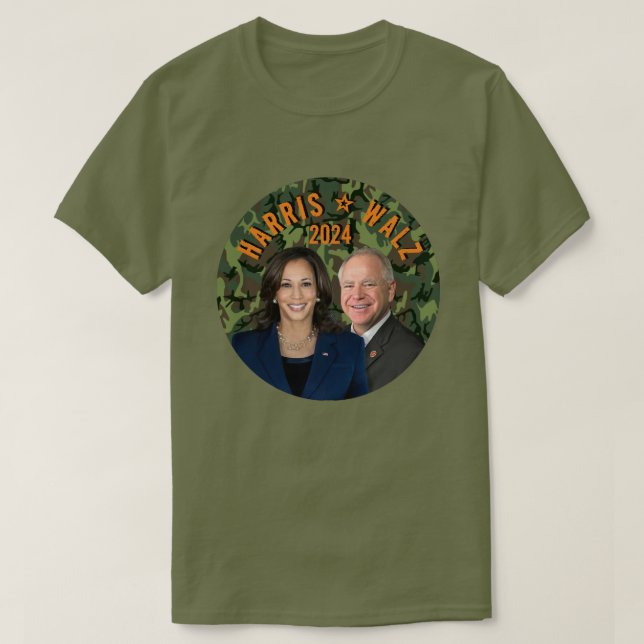 T-shirt Kamala Harris Tim Walz Président Vice-Photos Camo (Design devant)