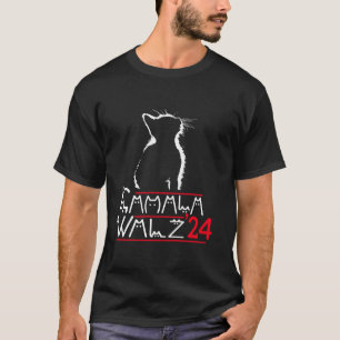 T-shirt Kamala Harris Walz Chat Lettres Drôle Harris Walt