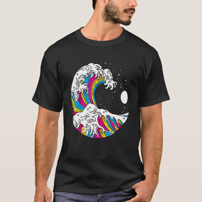 T-shirt Kanagawa Japonais La Grande Vague Pansexuelle Lgbt (Devant)