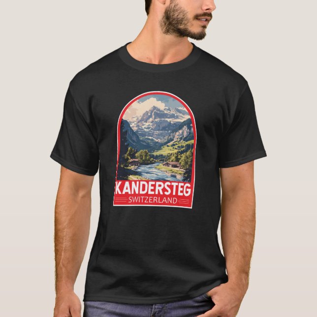 T-shirt Kandersteg Suisse Travel Art Emblem (Devant)