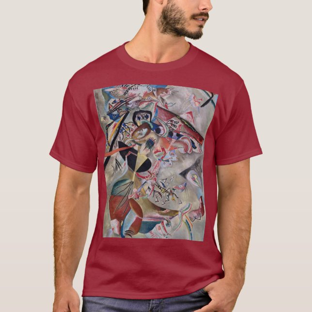 T-shirt Kandinsky En Gris Abstrait Artwork Maroon (Devant)