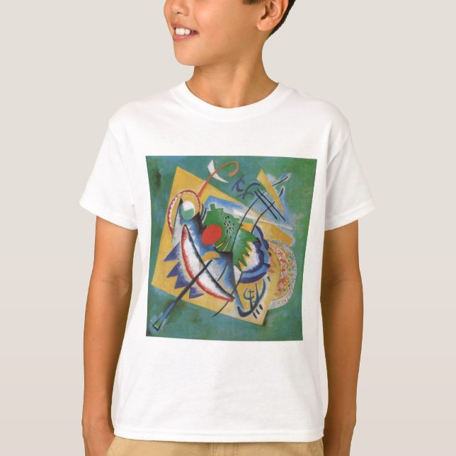 T-shirt Kandinsky rouge ovale Abstraite oeuvre d'art vert  (Devant)