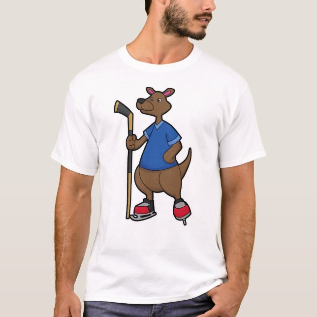 T-shirt Kangaroo au hockey sur glace avec bâton de hockey  (Devant)