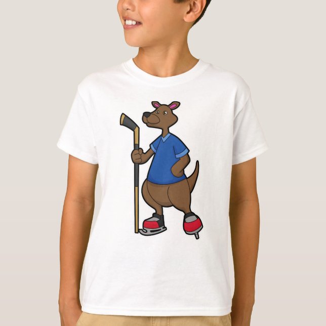 T-shirt Kangaroo au hockey sur glace avec bâton de hockey  (Devant)