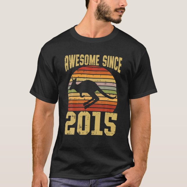 T-shirt Kangaroo Awesome Depuis 2015 7E Anniversaire 7 Ans (Devant)