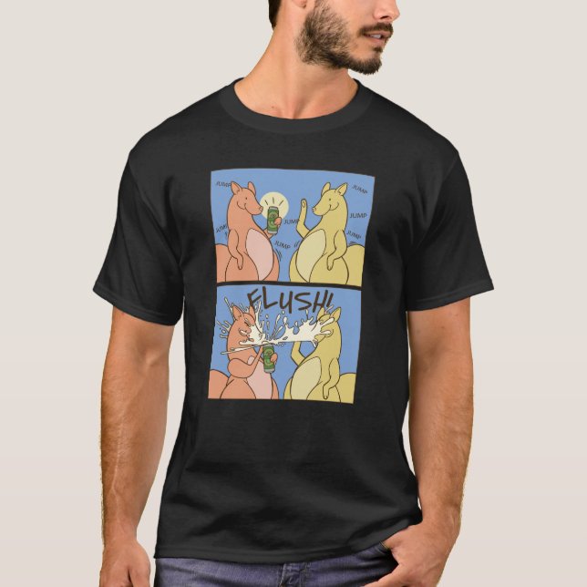 T-shirt Kangaroo bière drôle bande dessinée (Devant)