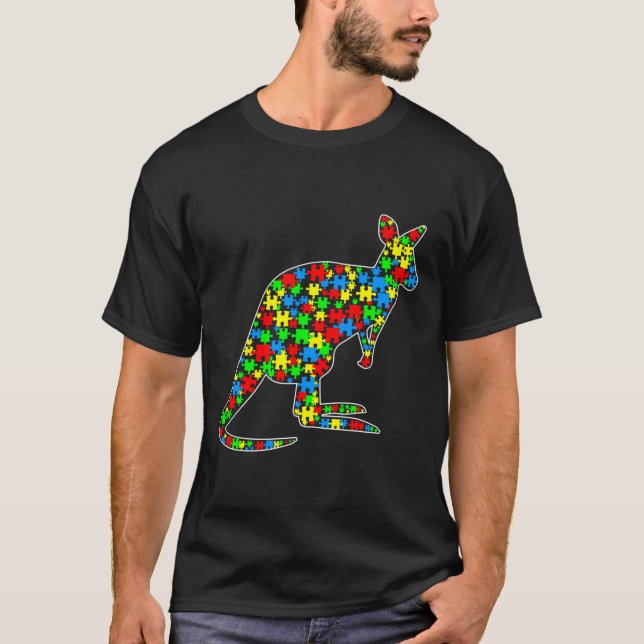 T-shirt Kangaroo Funny Puzzle Animaux Sensibilisation sur  (Devant)