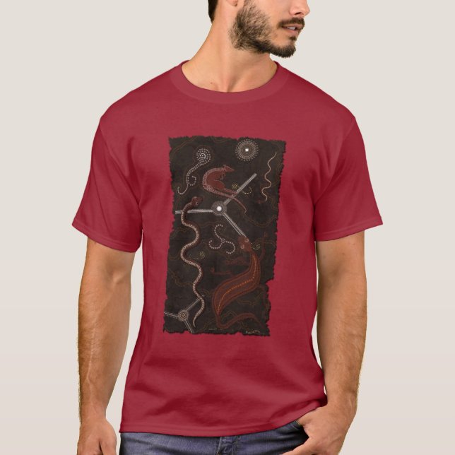 T-shirt Kangaroo & Goanna Australian Style Tee - shirts (Devant)