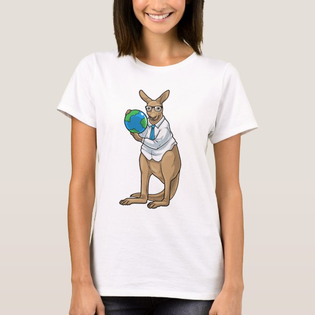 T-shirt Kangaroo History Teacher Globe (Devant)