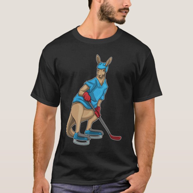 T-shirt Kangaroo Ice Hockey bâton de hockey sur glace (Devant)