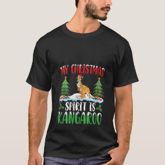 T-shirt Kangaroo Portant le chapeau de Noël Noël Noël Noël