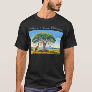 T-shirt Kangaroo sous le gumtree avec les baubles de Noël