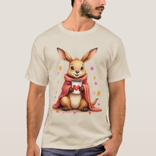 T-shirt Kangourou en couverture boit du café Cerisier en F