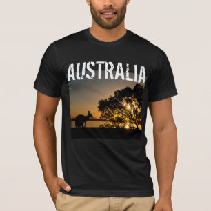 T-shirt Kangourou noir au coucher du soleil en Australie
