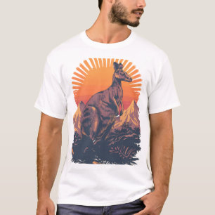 T-shirt Kangourou Rétro Vivid au Coucher du Soleil