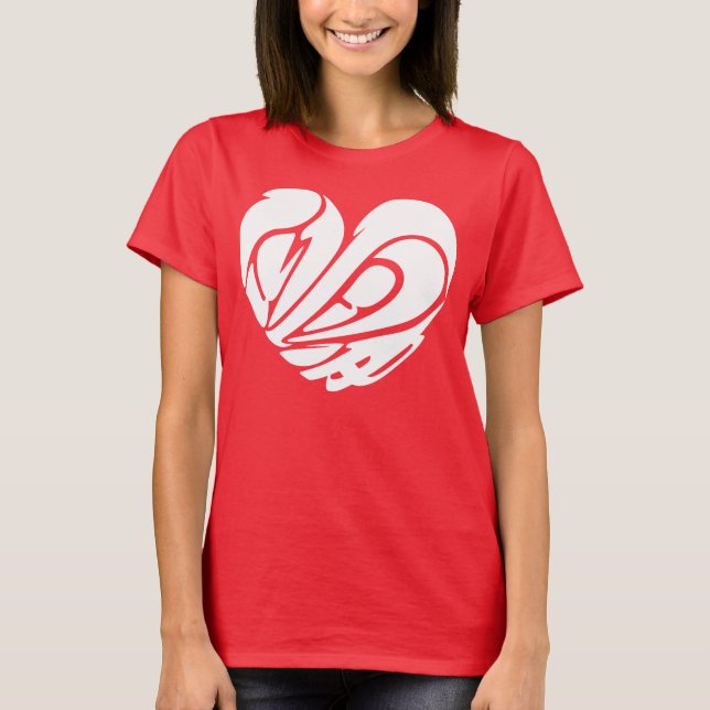 T-shirt [Kanji] Amour en forme de coeur blanc (Devant)