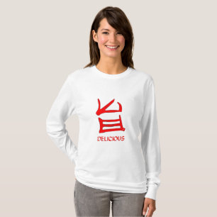T-shirt Kanji Delicious Red femmes à manches longues