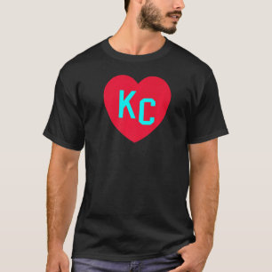 T-shirt Kansas City Turquoise BlueRed Heart KC Love Lettre