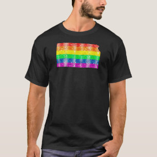 T-shirt Kansas Gay State Pride Rainbow Flag Carte Gay Lesb