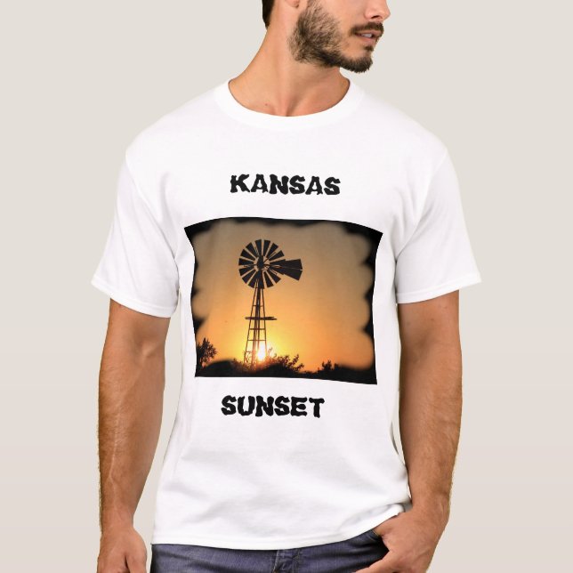 T-Shirt Kansas Moulin à Vent Coucher de Soleil (Devant)