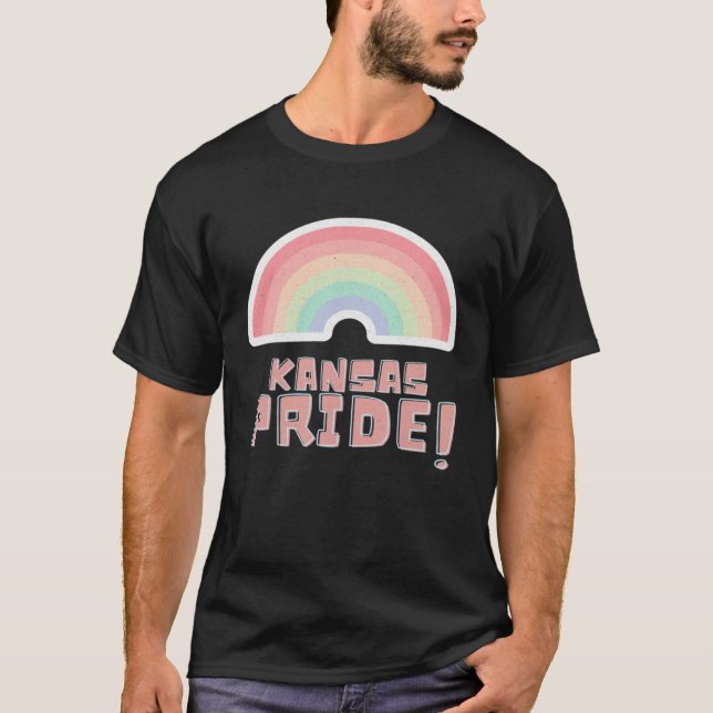 T-shirt Kansas Pride LGBTQ Cute Rainbow Minimalist Pride (Devant)