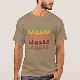 T-shirt Kansas Rétro Vintage Texte Ondulé