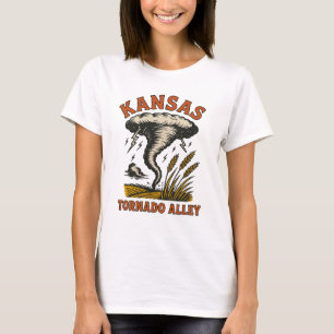 T-shirt Kansas Tornado Alley Tempête vintage et blé