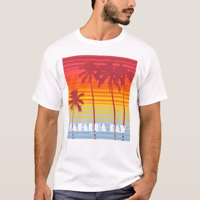 T-shirt Kapalua Bay Maui Hawaii 80s Retro Sunset Stripes (Devant)
